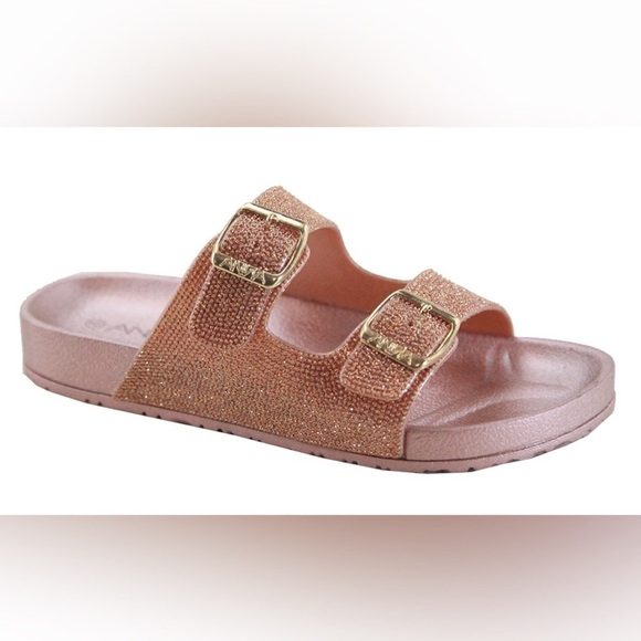 Rhinestone Double Buckle Sandals - Picture 1 of 5
